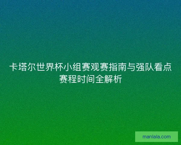卡塔尔世界杯小组赛观赛指南与强队看点赛程时间全解析